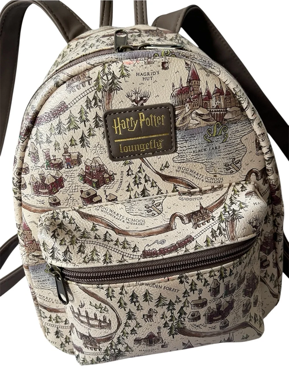 Harry Potter Loungefly Map Print Mini Backpack - Cream with Brown Trim